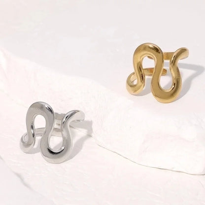 304 Stainless Steel 18K Gold Plated IG Style Modern Style Minimalist Irregular Lines Open Rings