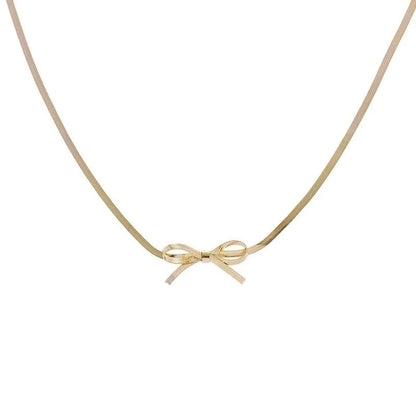 Titanium Steel Elegant Minimalist Bow Knot Plating Choker