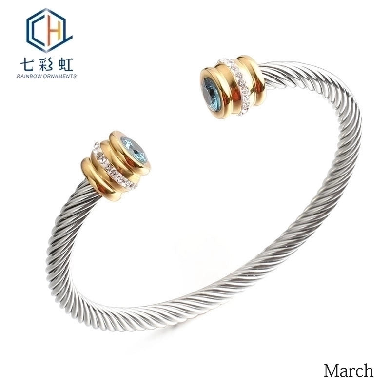 Titanium Steel Bracelet Colorful Diamond Twist Bangle Jewelry