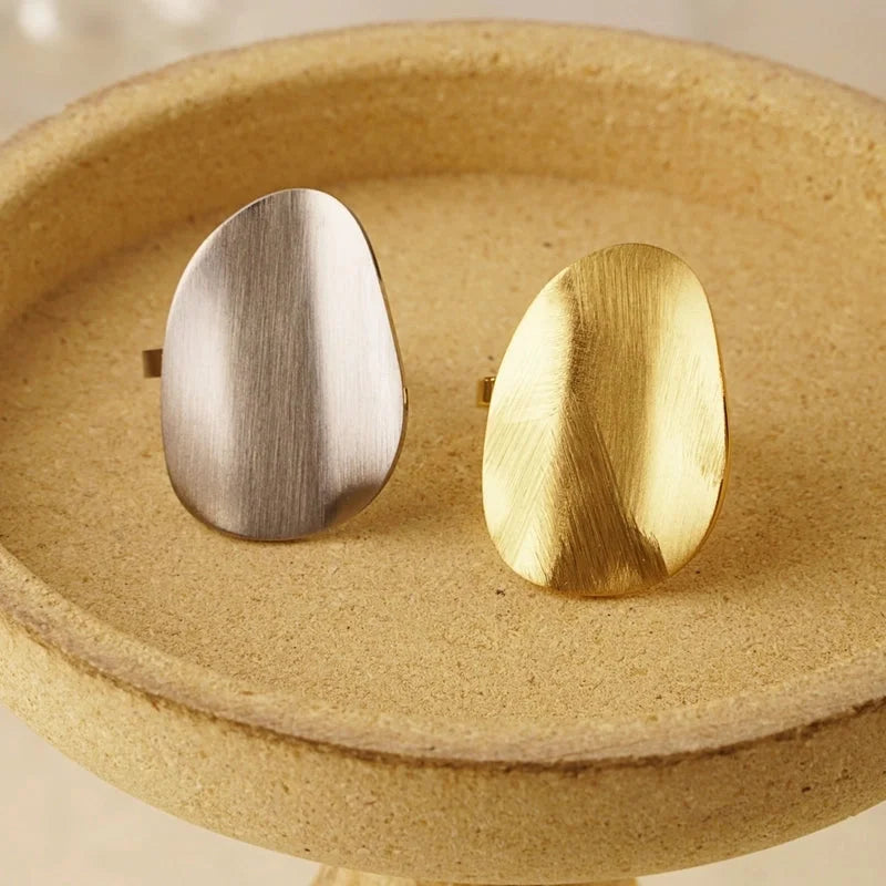 304 Stainless Steel 18K Gold Plated Retro Plating Geometric Rings