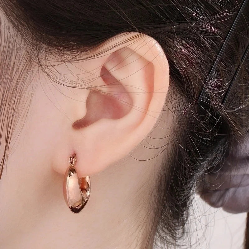 1 Pair Minimalist Geometric Titanium Steel 18K Gold Plated Hoop Earrings