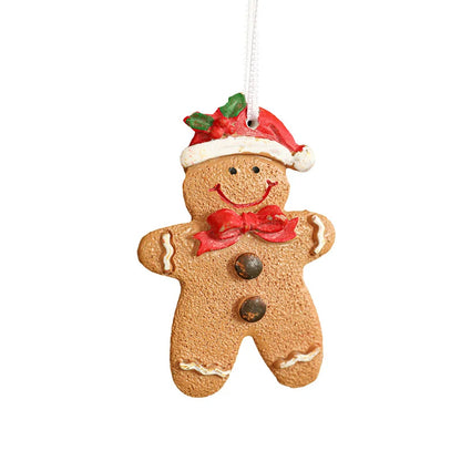Resin Gingerbread Man Christmas Tree Pendant Heart Gingerbread House Diy Christmas Ornament Hanging Decoration Small Pendant