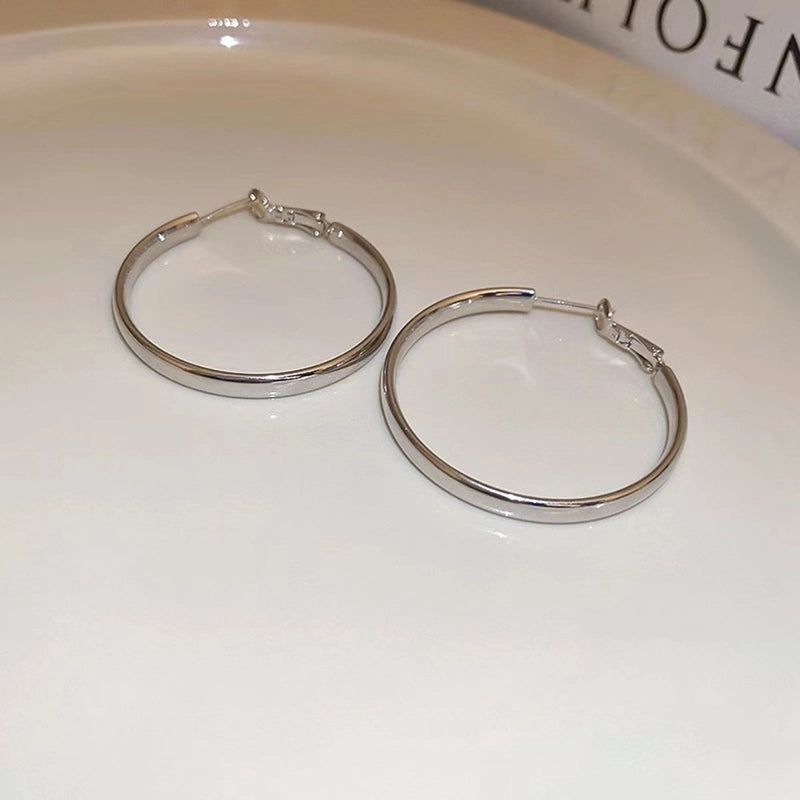 1 Pair Minimalist Round 304 Stainless Steel 18K Gold Plated Earrings