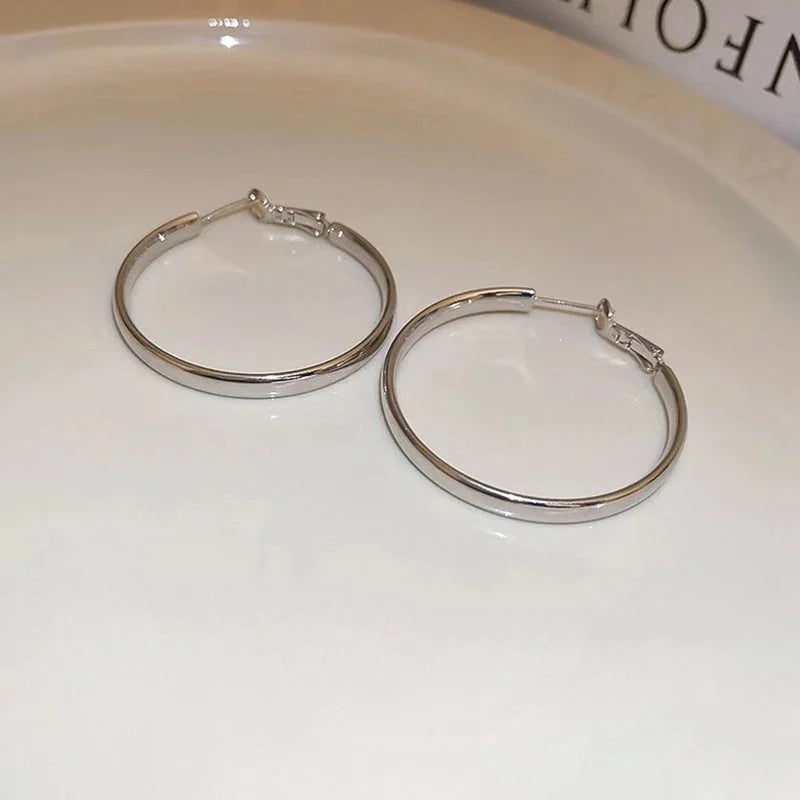 1 Pair Minimalist Round 304 Stainless Steel 18K Gold Plated Earrings