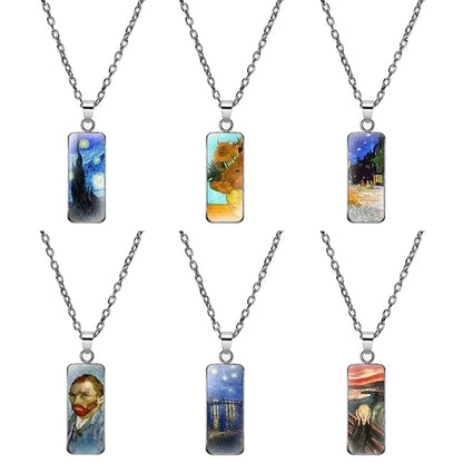 Alloy Classic Style Inlay Sunflower Starry Sky Glass Pendant Necklace