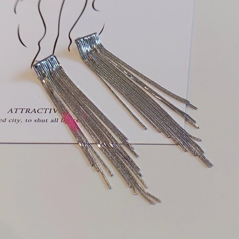 1 Pair Vintage Style Exaggerated Tassel Plating Titanium Steel Drop Earrings