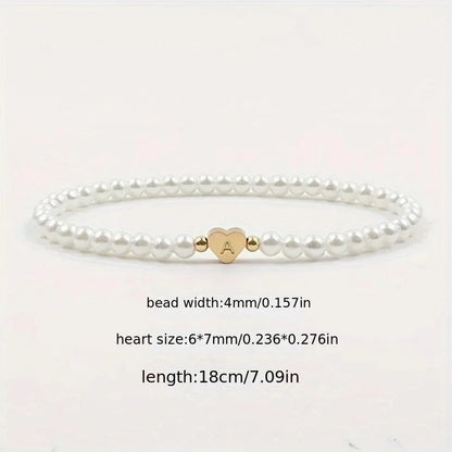 Elegant Minimalist Letter Heart Shape 304 Stainless Steel Artificial Pearl Bracelets In Bulk