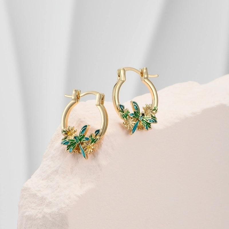 1 Pair Minimalist Classic Style Color Block Hummingbird Enamel Copper Earrings
