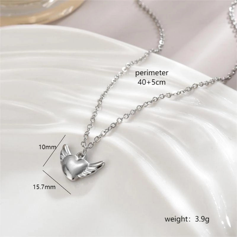 Stainless Steel 18K Gold Plated Minimalist Polishing Plating Star Heart Shape Bow Knot Pendant Necklace