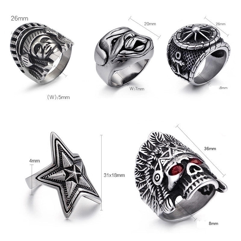 Punk Star Skull Titanium Steel Plating Halloween Men's Rings