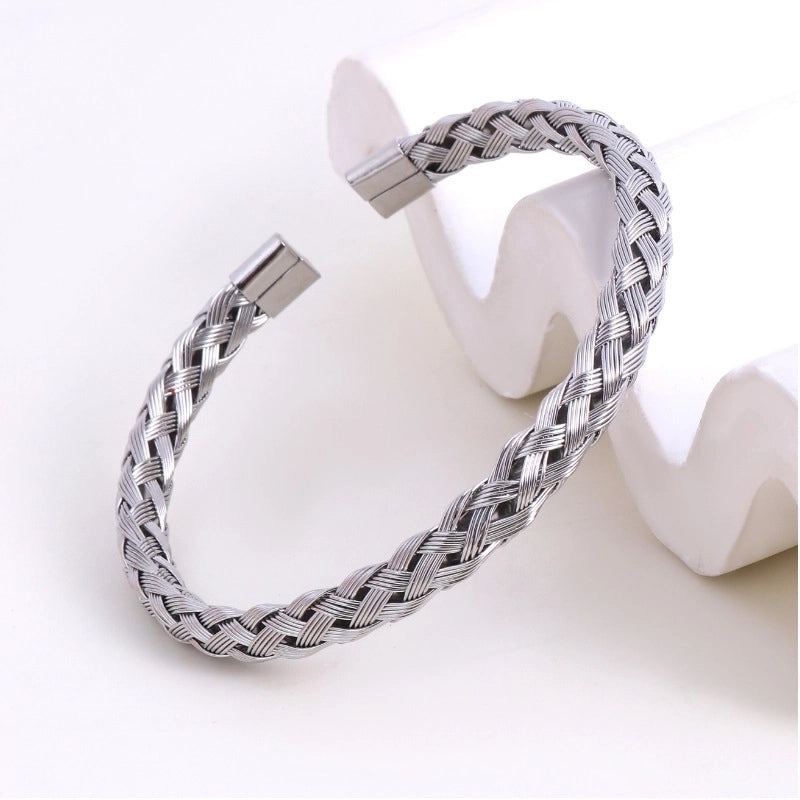 Minimalist Solid Color Stainless Steel Plating Gold Plated Bangle