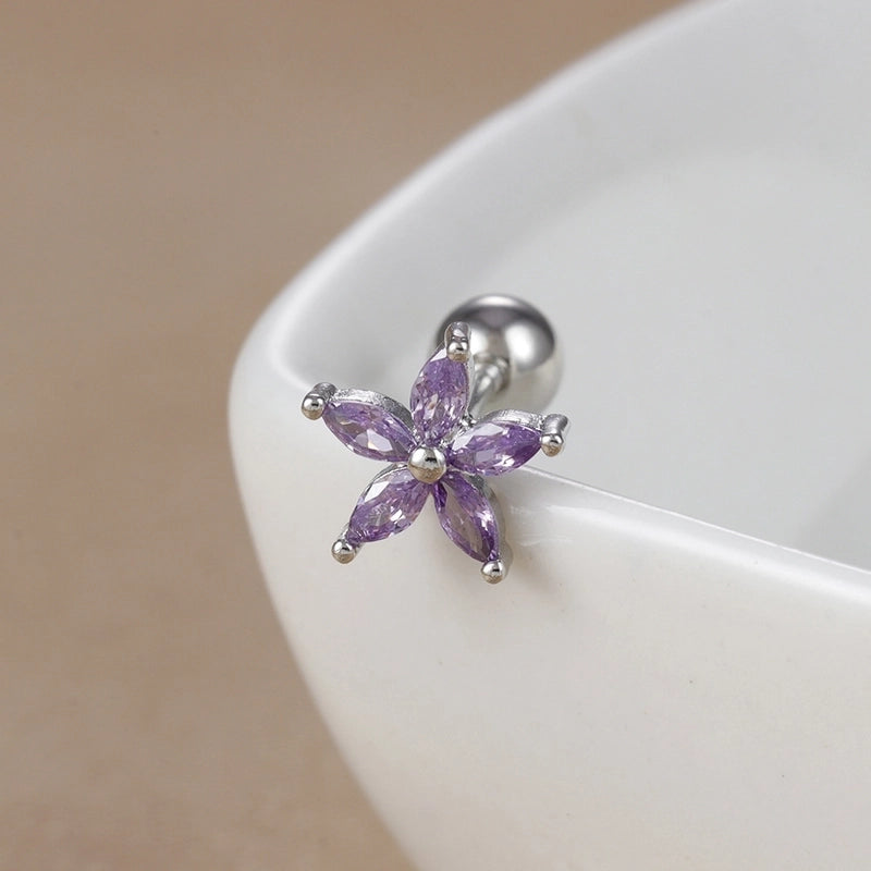 1 Piece Ear Cartilage Rings & Studs IG Style Ice Cream Heart Shape Candy 304 Stainless Steel Inlay Zircon 18K Gold Plated Ear Cartilage Rings & Studs