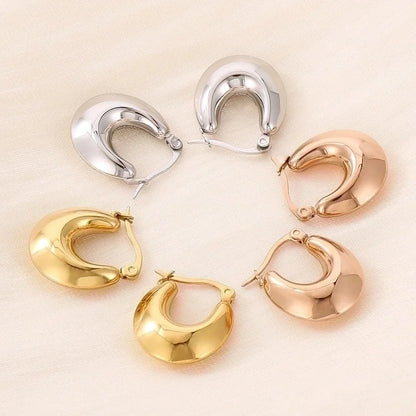 1 Pair Minimalist Geometric Titanium Steel 18K Gold Plated Hoop Earrings