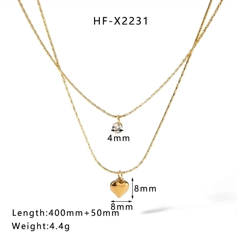 304 Stainless Steel 18K Gold Plated Casual Elegant Lady Plating Geometric Star Heart Shape Artificial Pearls Shell Layered Necklaces Pendant Necklace