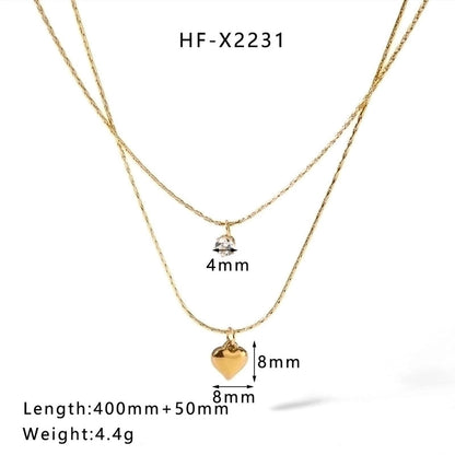 304 Stainless Steel 18K Gold Plated Casual Elegant Lady Plating Geometric Star Heart Shape Artificial Pearls Shell Layered Necklaces Pendant Necklace