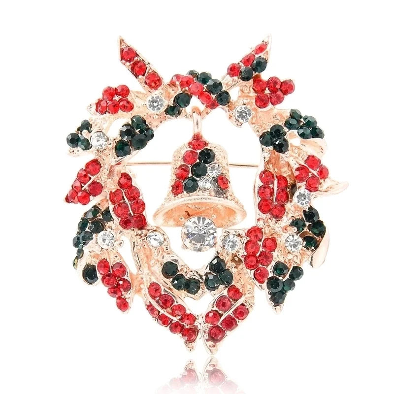Cute Pin Christmas Tree Snowman Alloy Rhinestone Enamel Women'S Brooches