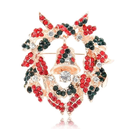 Cute Pin Christmas Tree Snowman Alloy Rhinestone Enamel Women'S Brooches