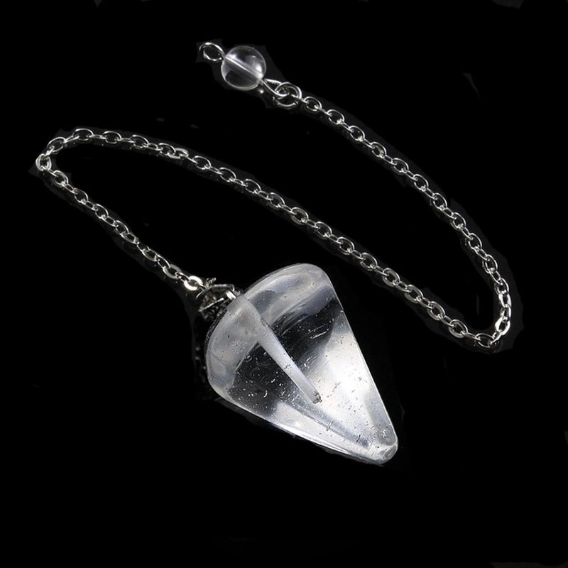 Fashion Hexagonal Pyramid Alloy Natural Stone Cable Chain Pendant Necklace In Bulk