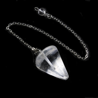 Fashion Hexagonal Pyramid Alloy Natural Stone Cable Chain Pendant Necklace In Bulk