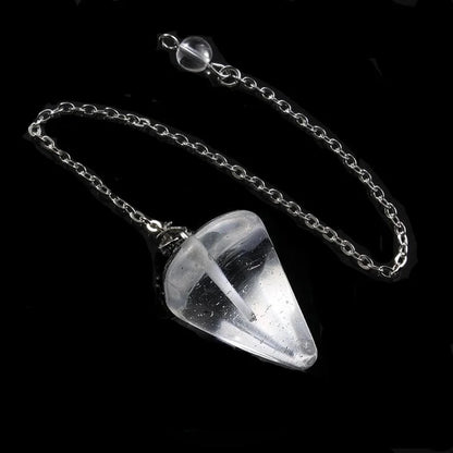 Fashion Hexagonal Pyramid Alloy Natural Stone Cable Chain Pendant Necklace In Bulk