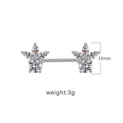 1 Piece Nipple Rings & Studs IG Style Shiny Heart Shape Flower 316L Stainless Steel Alloy Titanium Steel Epoxy Chain Inlay Resin Rhinestones Glass White Gold Plated Gold Plated