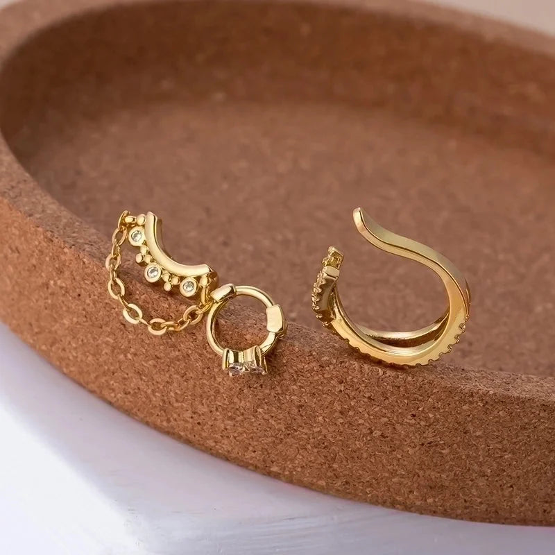 1 Piece Ear Cartilage Rings & Studs Sweet Minimalist Geometric Flower 316L Stainless Steel Copper Plating Inlay Zircon