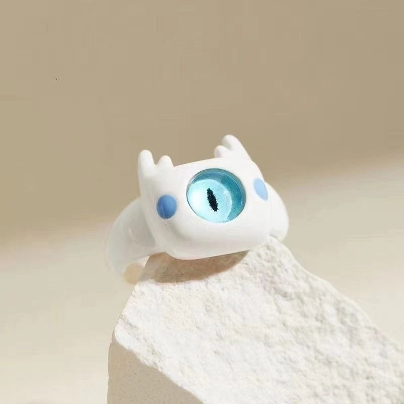 Cartoon Style Eye Copper Enamel Open Rings