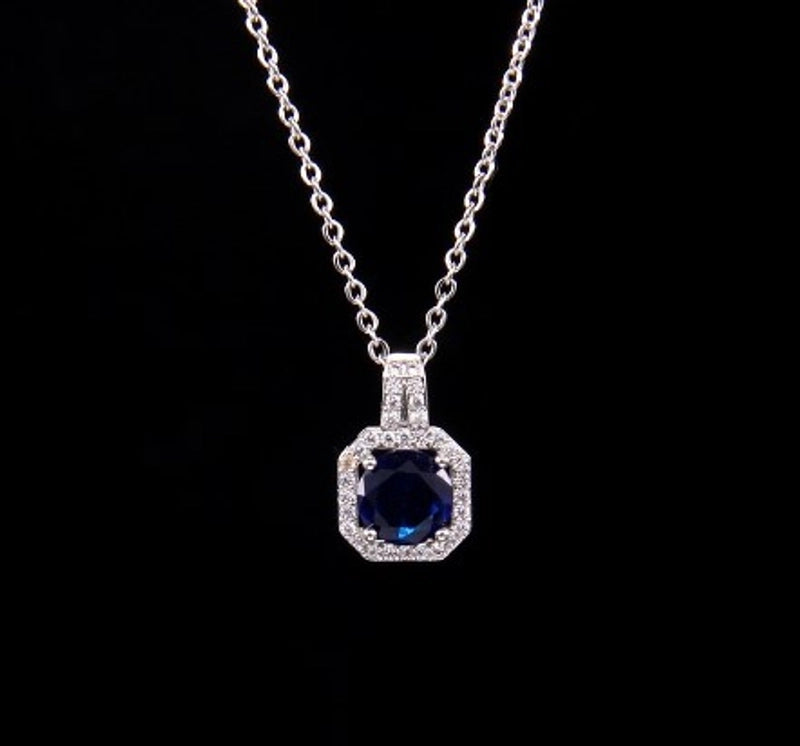 Ig Style Polygon Copper Inlay Zircon Pendant Necklace