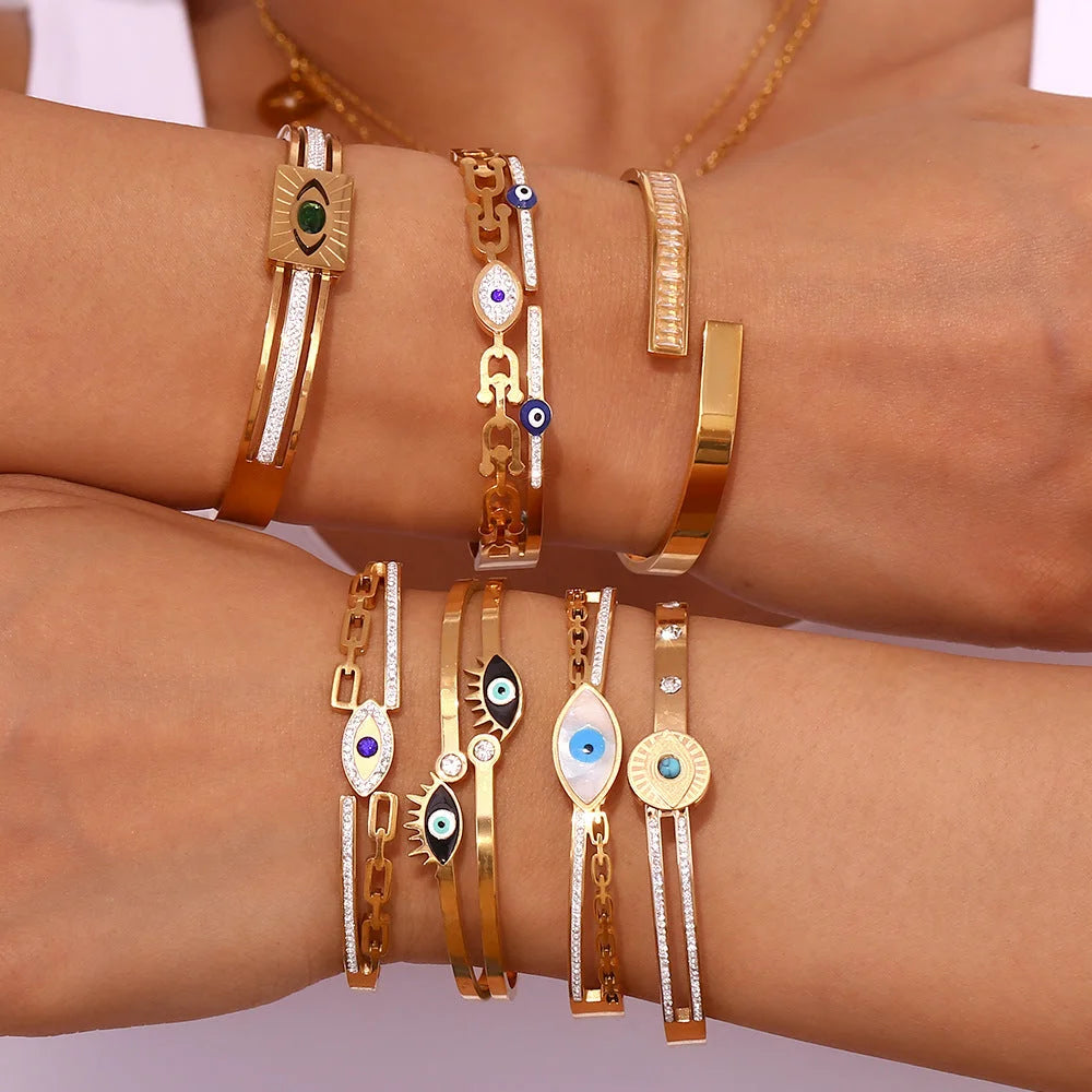 Fashion Circle Stainless Steel 18K Gold Plated Bangles