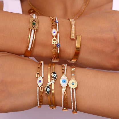 Fashion Circle Stainless Steel 18K Gold Plated Bangles