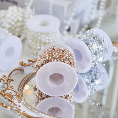 2 Pieces Christmas Tree Hanging Ornaments Pearl String Bead Chain Wedding Hotel Decoration Scene Bead Chain