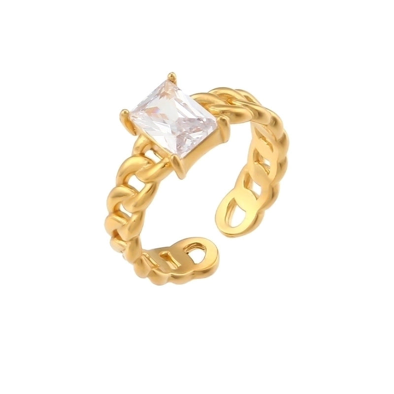 Fashion Geometric Stainless Steel Geometry National Tide Metal Zircon Gold Plated Rings