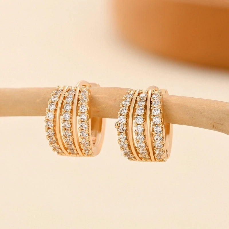 1 Pair Minimalist Solid Color Copper Zircon Earrings