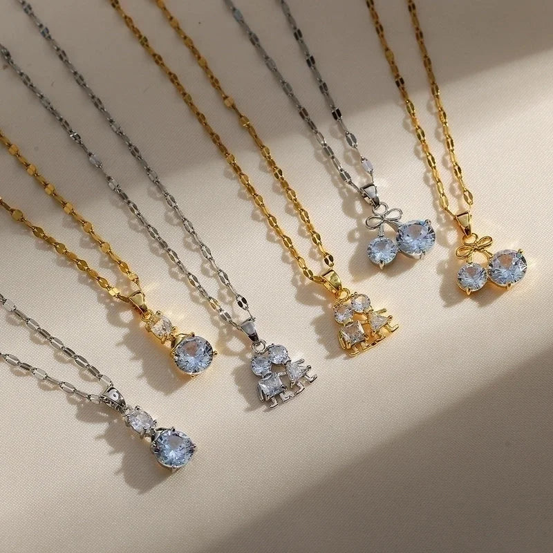 Copper Gold Plated Minimalist Classic Style Plating Inlay Solid Color Zircon Pendant Necklace