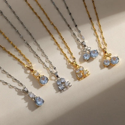 Copper Gold Plated Minimalist Classic Style Plating Inlay Solid Color Zircon Pendant Necklace