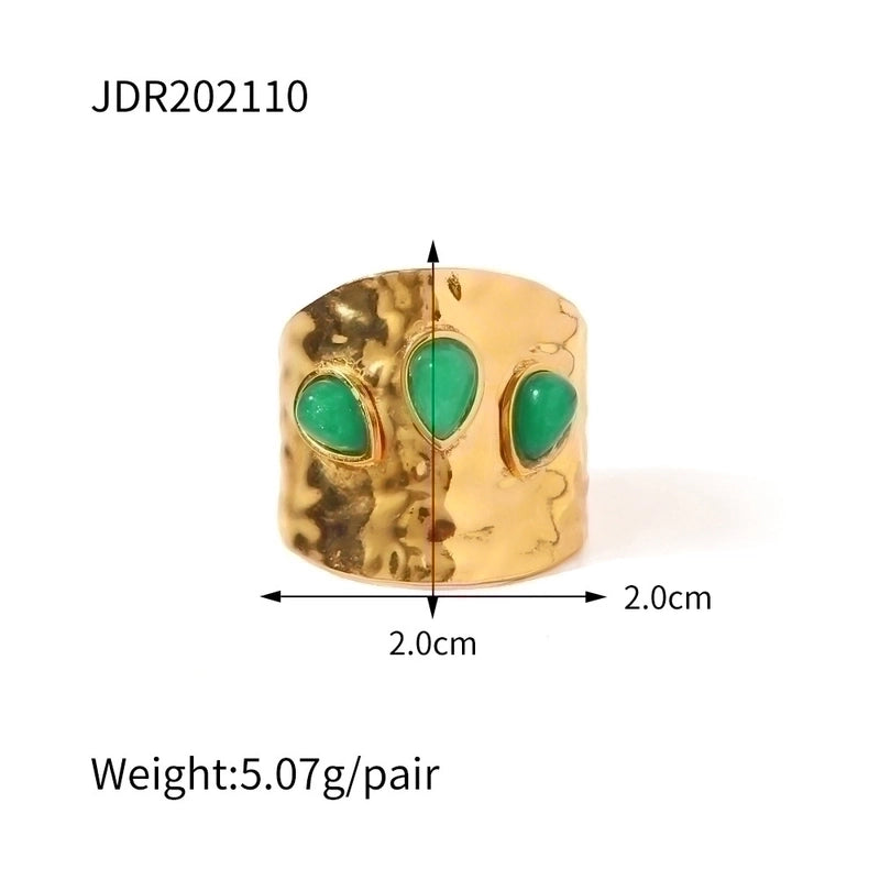 Fashion Geometric 304 Stainless Steel Artificial Gemstones Irregular Rings