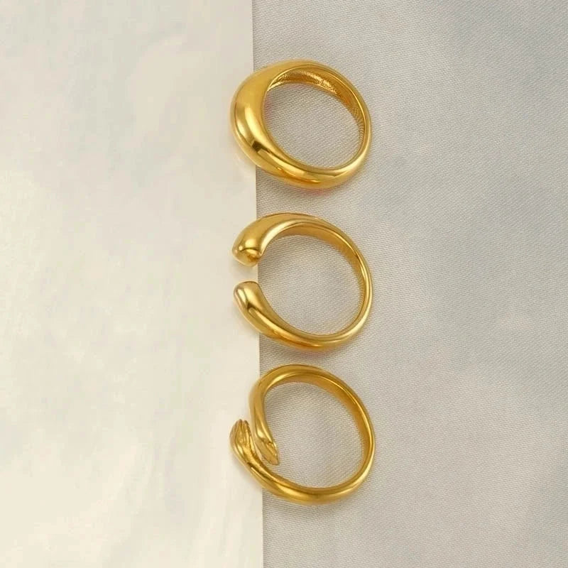 304 Stainless Steel 18K Gold Plated IG Style Plating Geometric Titanium Steel Open Ring