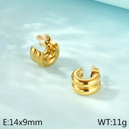 1 Pair Minimalist Solid Color 304 Stainless Steel 18K Gold Plated Ear Studs