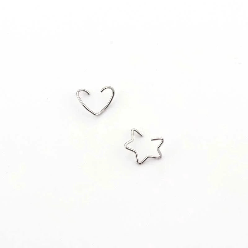 Ear Cartilage Rings & Studs Fashion Heart 316L Stainless Steel Plating No Inlaid