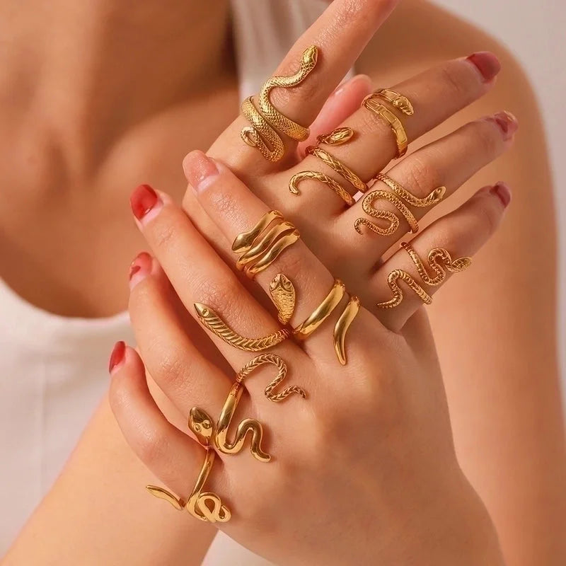 Stainless Steel 18K Gold Plated IG Style Plating Snake Open Rings