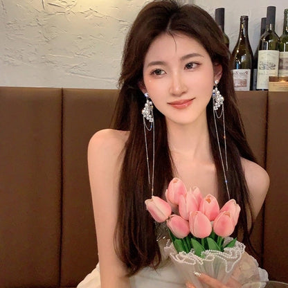 1 Pair IG Style Minimalist U Shape Geometric Flower Inlay Imitation Pearl Artificial Pearls Rhinestones Drop Earrings Ear Studs