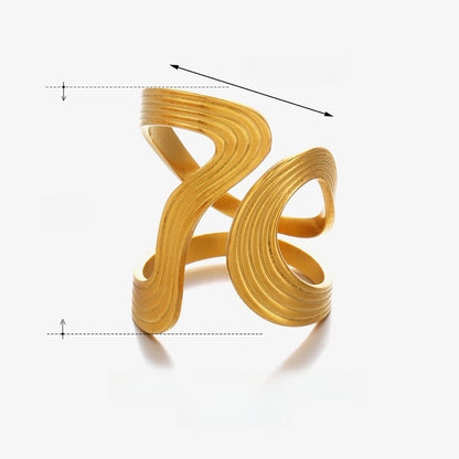 IG Style Minimalist Lines 304 Stainless Steel 18K Gold Plated Open Rings