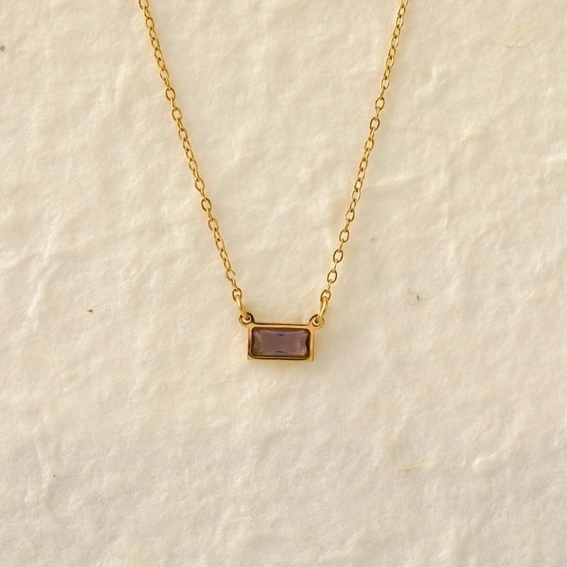 IG Style Modern Style Classic Style Rectangle 304 Stainless Steel Zircon 18K Gold Plated Inlay Pendant Necklace