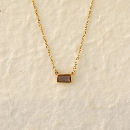 IG Style Modern Style Classic Style Rectangle 304 Stainless Steel Zircon 18K Gold Plated Inlay Pendant Necklace