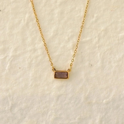 IG Style Modern Style Classic Style Rectangle 304 Stainless Steel Zircon 18K Gold Plated Inlay Pendant Necklace