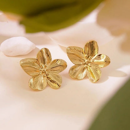 1 Pair Elegant French Style Sweet Geometric Flower 304 Stainless Steel Imitation Gold Ear Studs