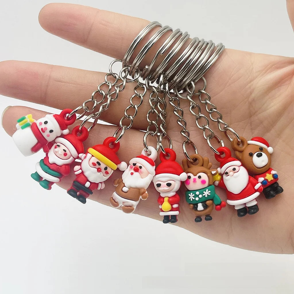 Cute Santa Claus Snowman PVC Christmas Unisex Bag Pendant Keychain