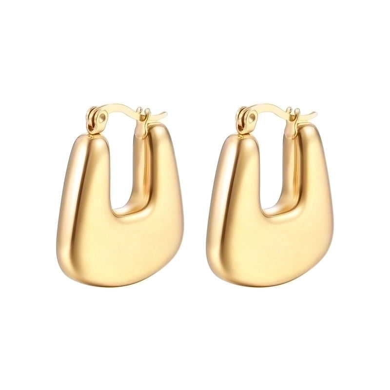 1 Pair Fashion Solid Color Plating 304 Stainless Steel 18K Gold Plated Earrings