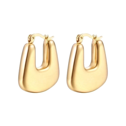 1 Pair Fashion Solid Color Plating 304 Stainless Steel 18K Gold Plated Earrings