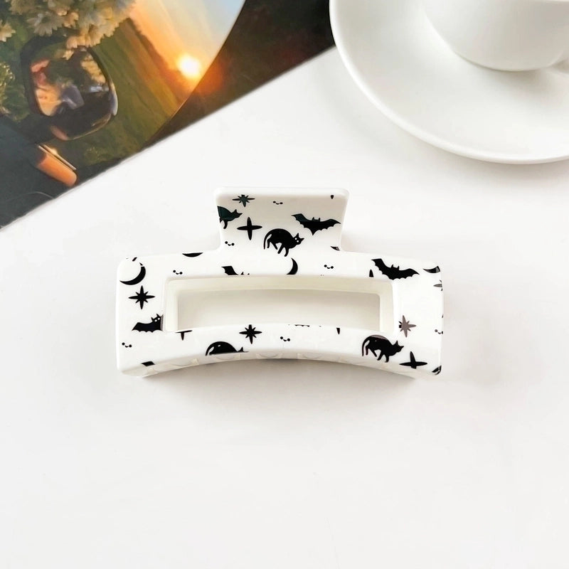 Halloween Minimalist Commute Women's Pumpkin Flower Checkered Plastic Hair Claws